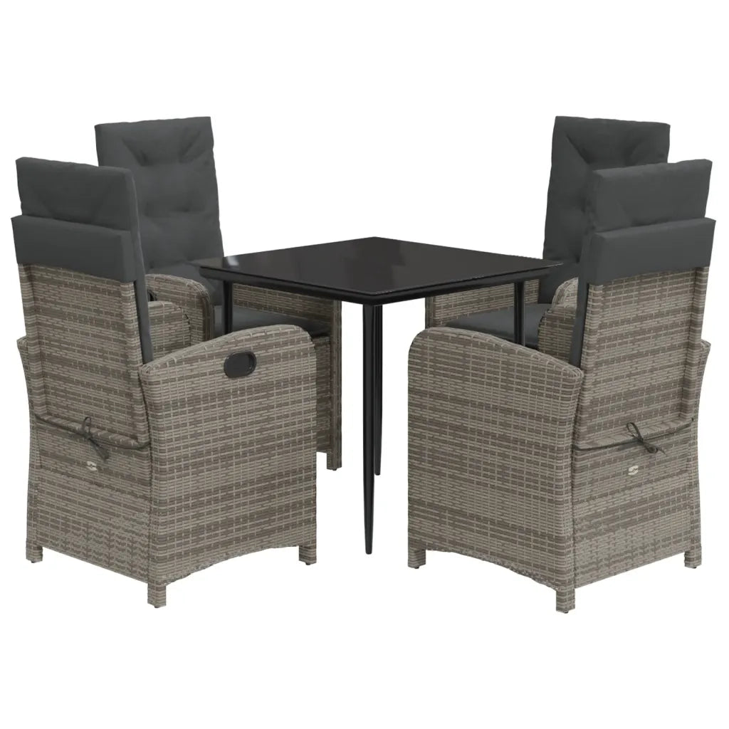 Set da Pranzo da Giardino 5 pz con Cuscini in Polyrattan Grigio 3212351
