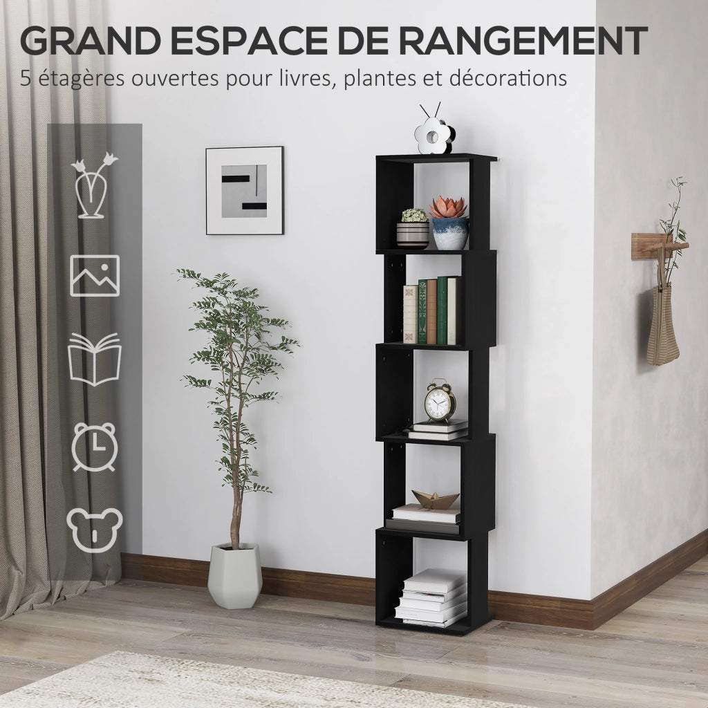 Libreria a 5 Livelli Design Moderno ¨C Xylo ¨C Scaffale Ripiani Legno Nero per Soggiorno Ufficio
