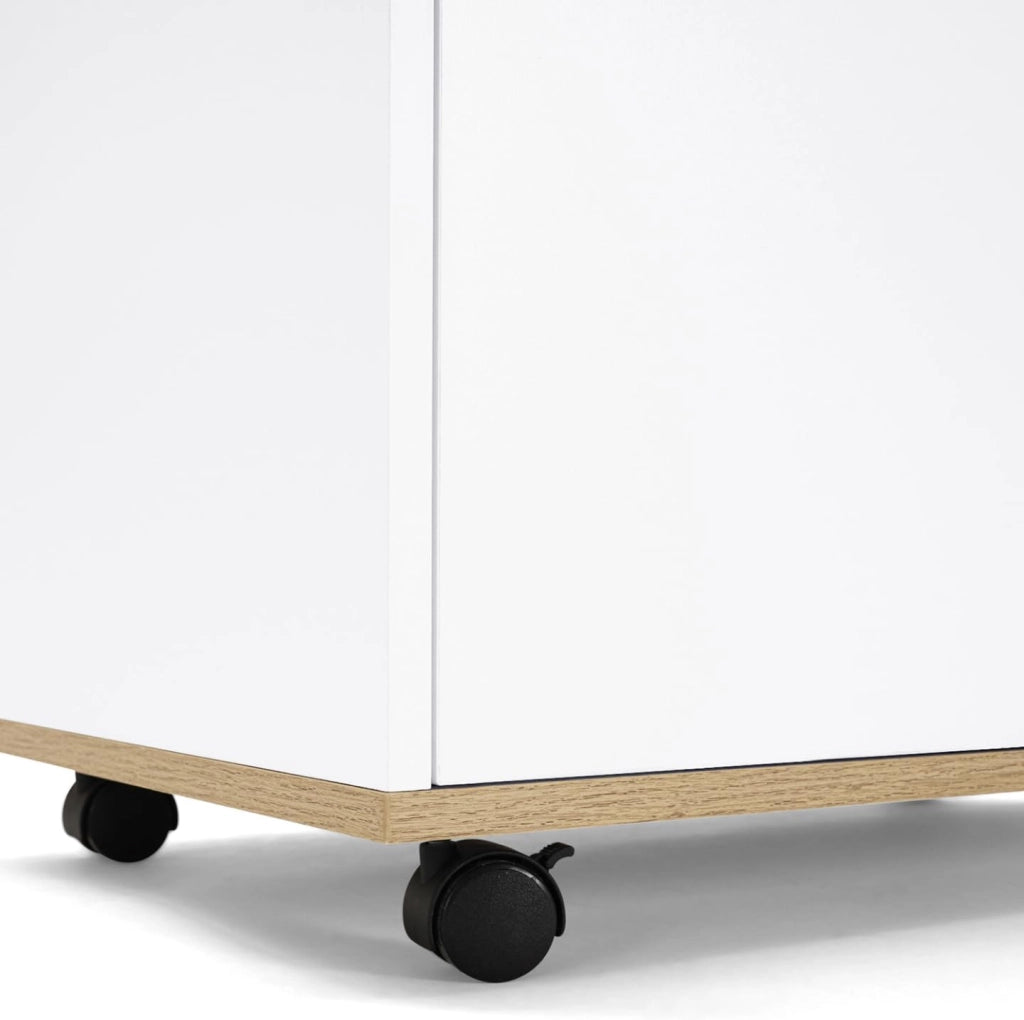 Credenza COSY con cassetto in legno bianco e ripiani in faggio L.60 CM