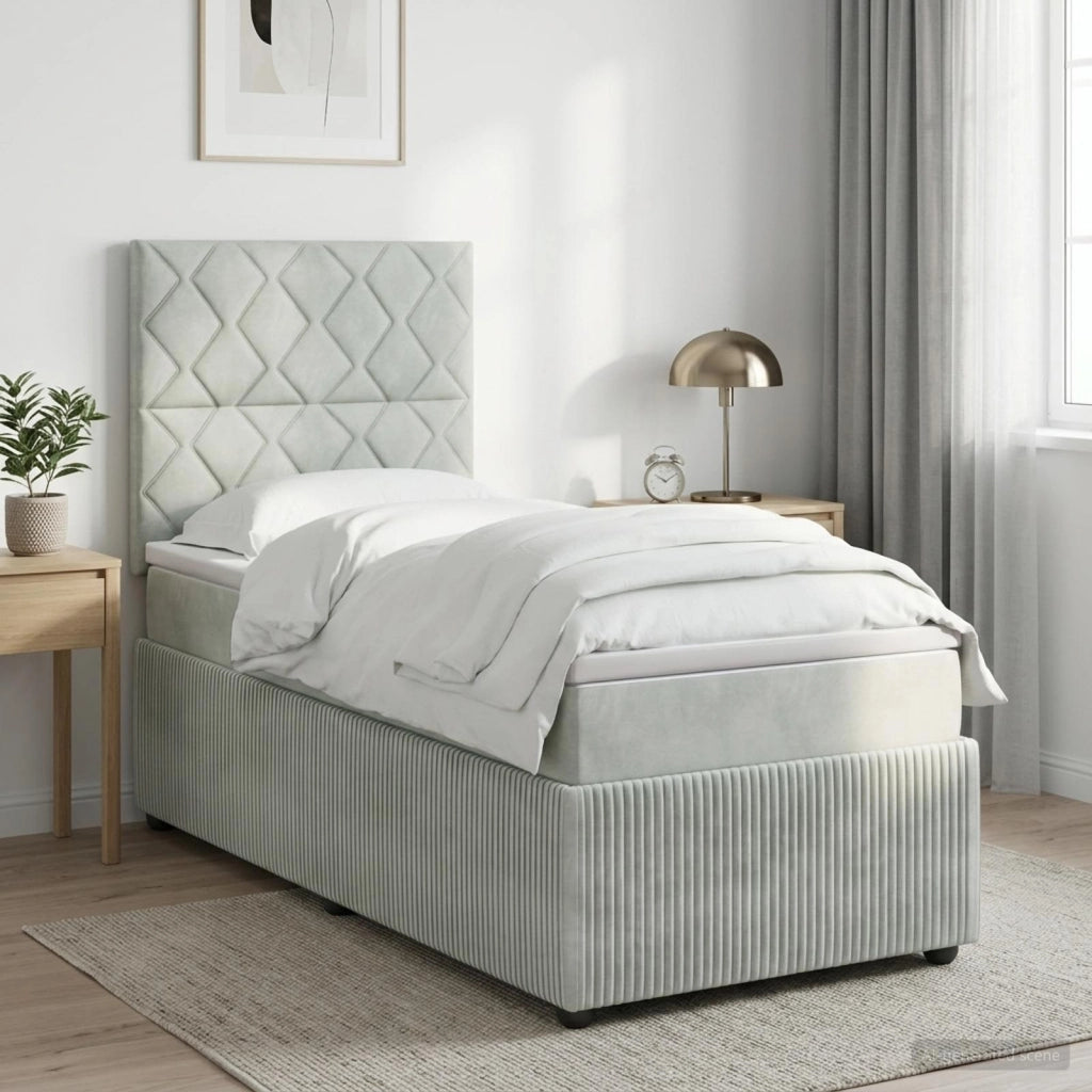 Letto Box Spring LED con Materasso Grigio Chiaro 80 x 200 cm 3455963