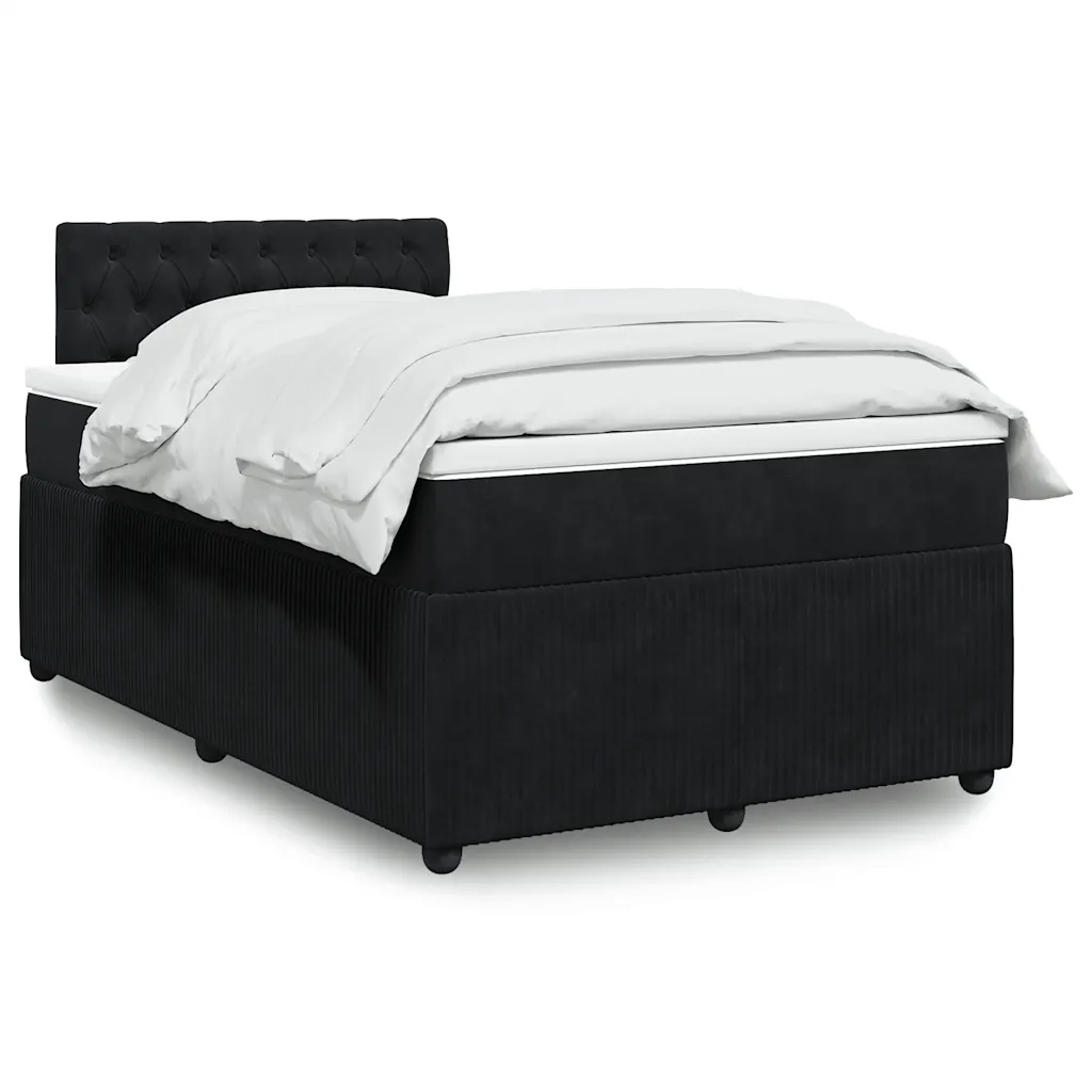 vidaXL Giroletto a Molle con Materasso Nero 120x190 cm in Velluto