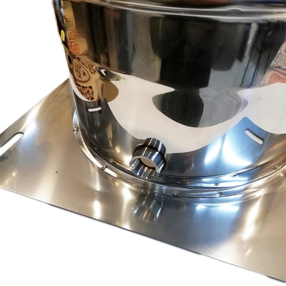Piastra di base da 140mm in acciaio inox aisi 304 con spurgo
