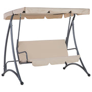 Altalena dondolo in Tessuto colore Beige Struttura In Acciaio 3 Posti con cuscini giardino esterno