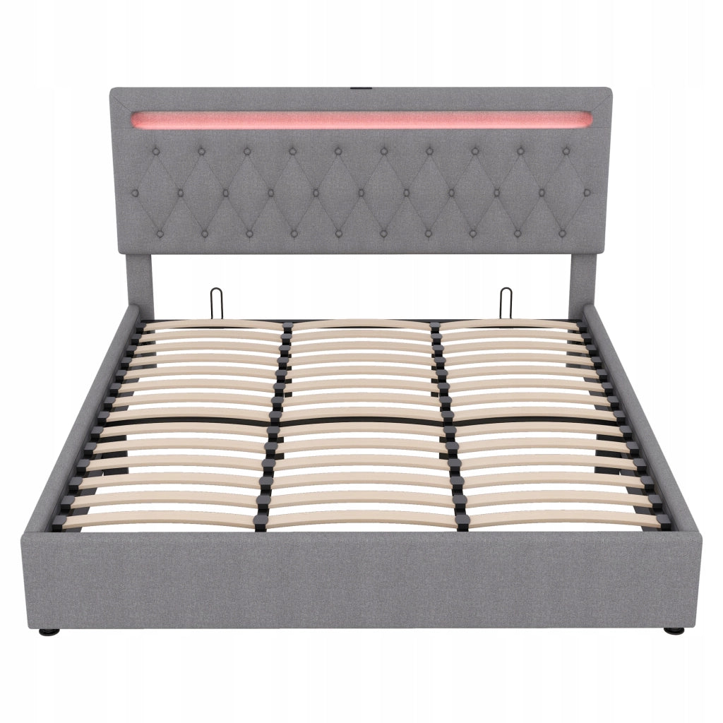 Letto matrimoniale 180x200 con LED e idraulica - Xylo - Grigio