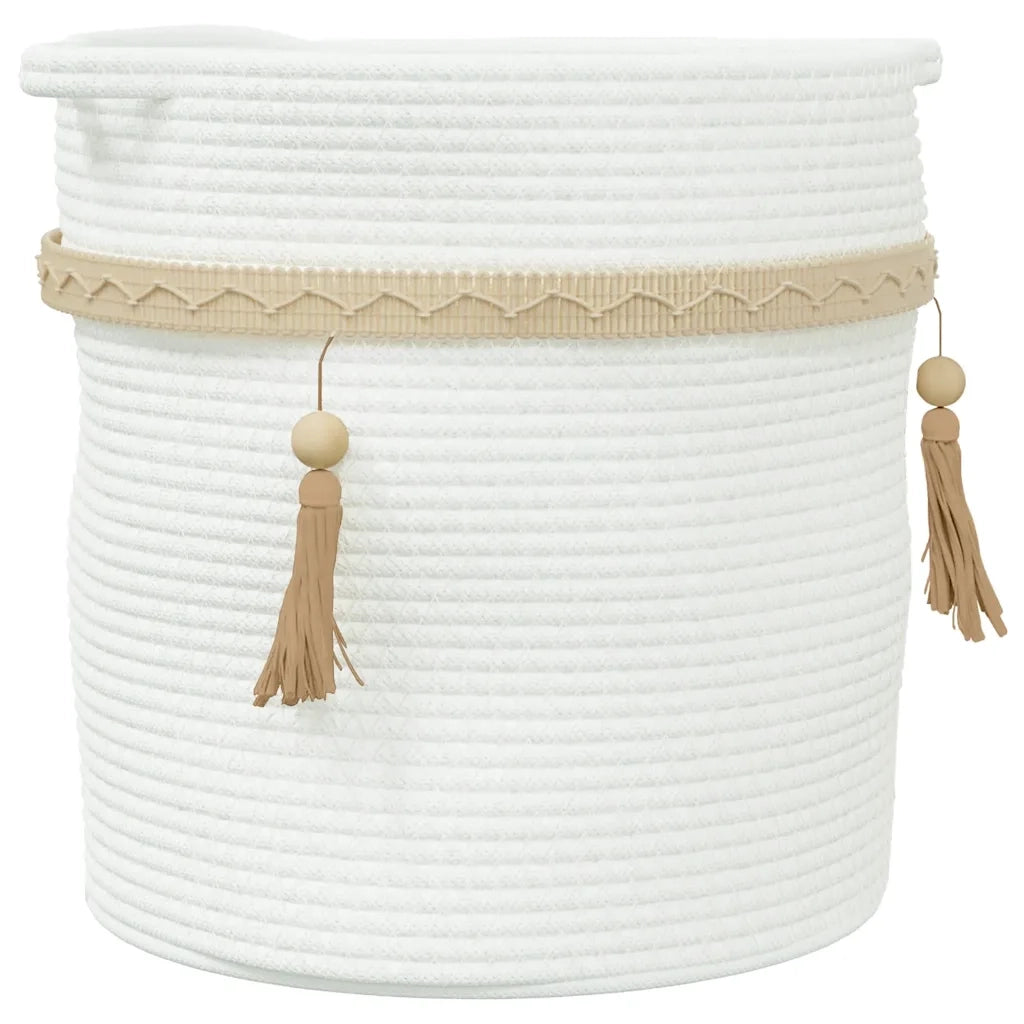 Cestino Portaoggetti Bianco ?38x36 cm in Cotone CFW9959915