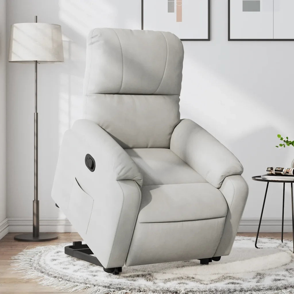 Divano Sedia-Poltrona Alzapersona Reclinabile Grigio Chiaro Microfibra