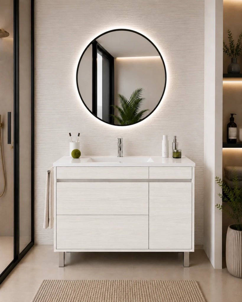 Mobile bagno con lavabo ORIGENBATH CAPRERA senza specchio 120x45 cm doppio lavabo bianco