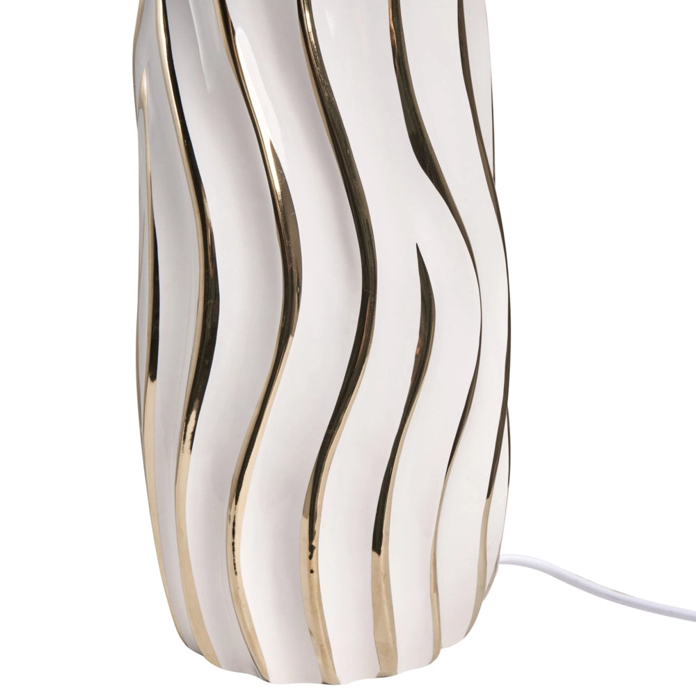 Lampada da tavolo con base in ceramica bianca e paralume in lino, elegante stile moderno glamour, per soggiorno e camera da letto