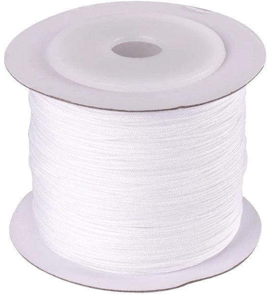 Nastro in Nylon - 0,6mm - Ideale scelta per Macramé e creazioni di gioielli - Bianco - Lunga lunghezza - Perfetto per progetti creativi - Adatto per..