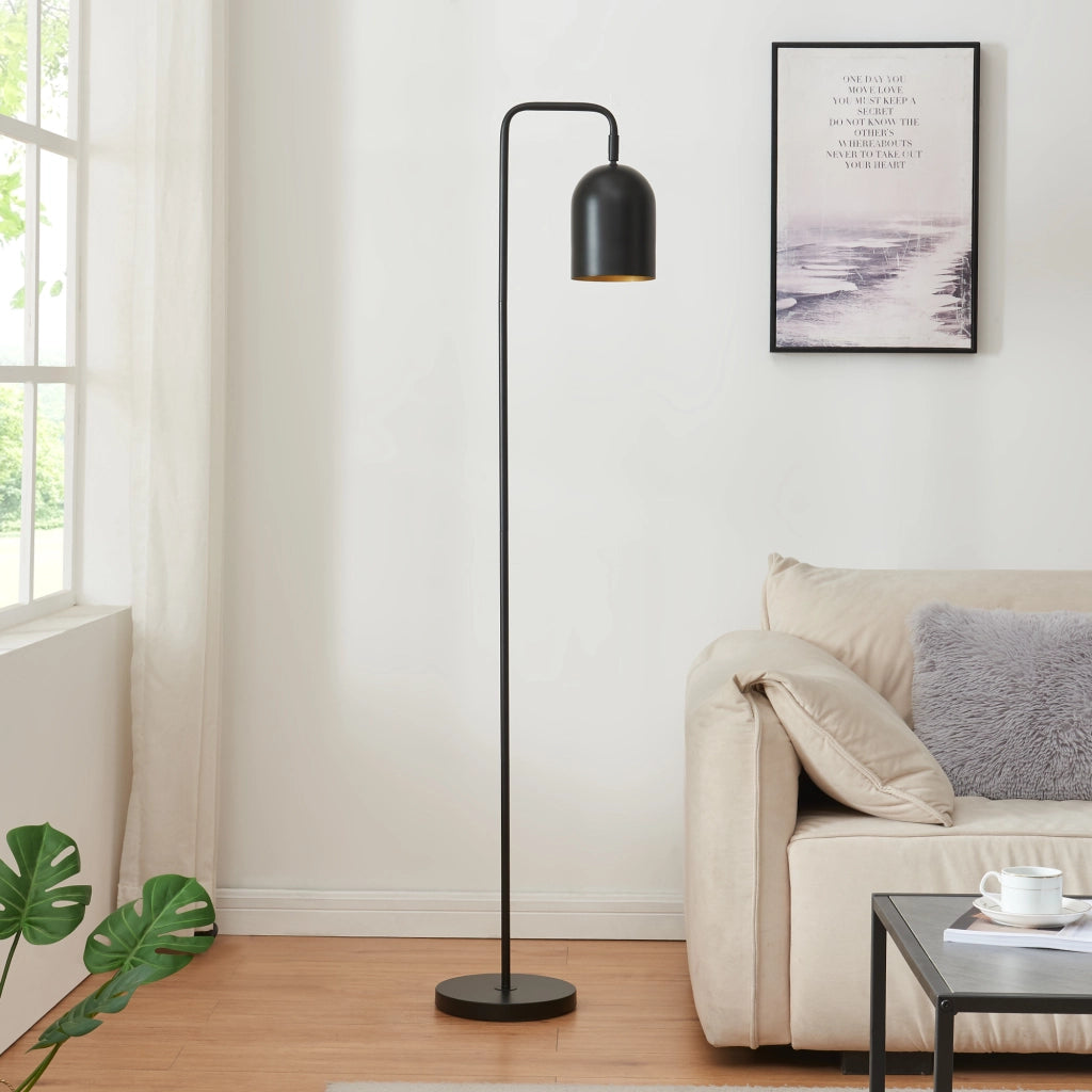 Lampada da Terra Barnard in Metallo con Paralume Cilindrico - Nero lux.pro