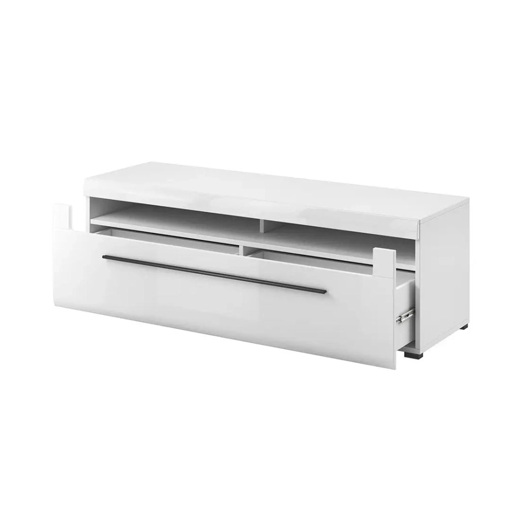 Set completo per soggiorno collezione BREDA. Colori bianco opaco e bianco lucido.