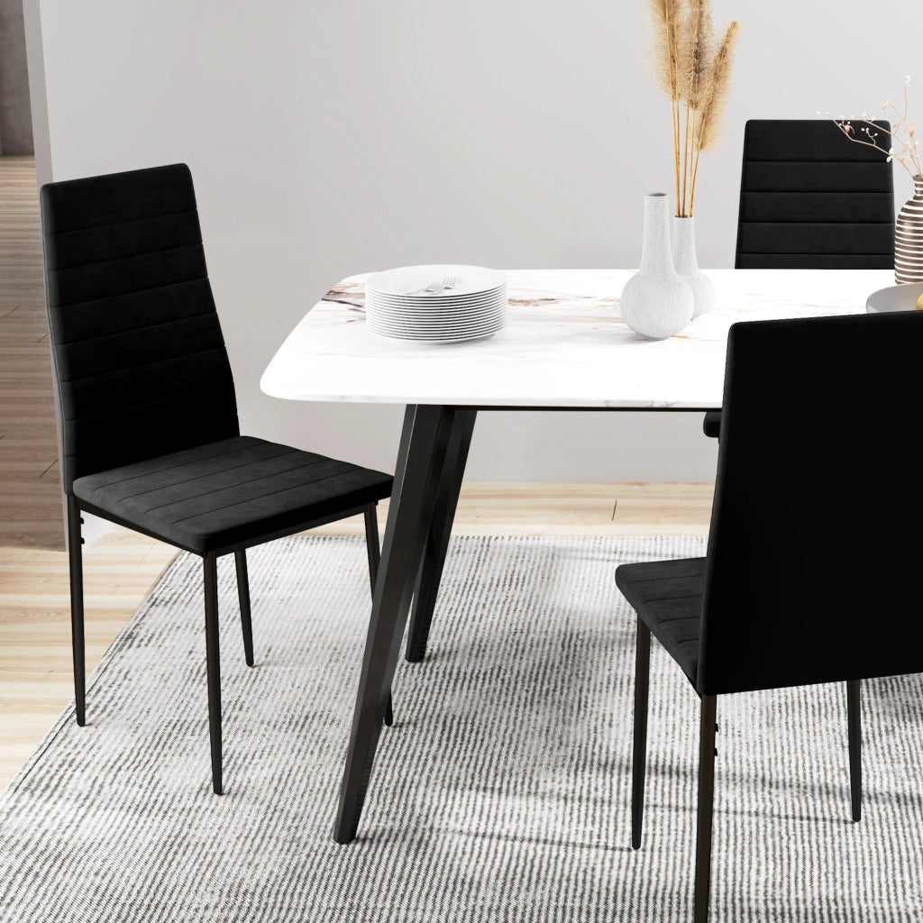 Set di 4 Sedie da Pranzo ¨C zephmum ¨C Tessuto Grigio, Struttura in Metallo