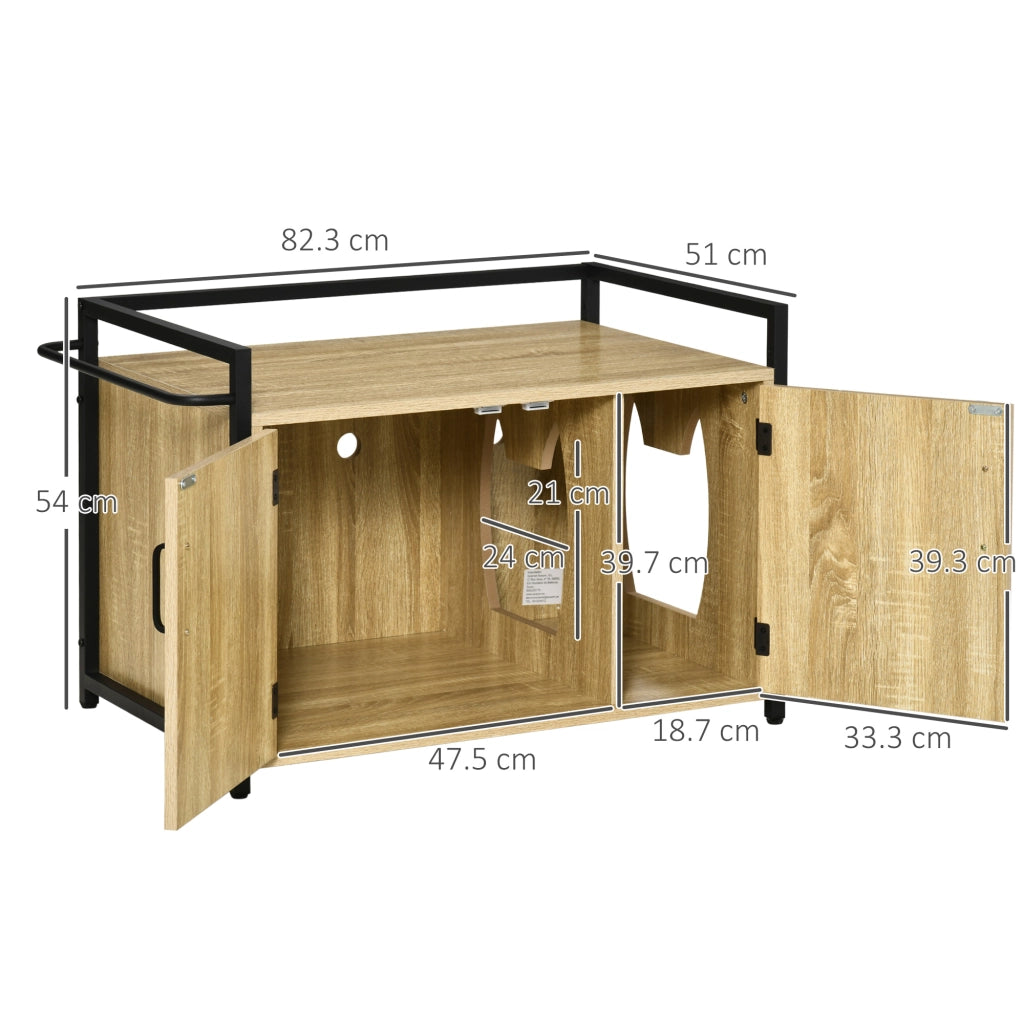Easycomfort Mobile Lettiera per Gatti con 2 Ante e Ingresso Laterale, 82.3x51x54cm, Color Legno e Nero