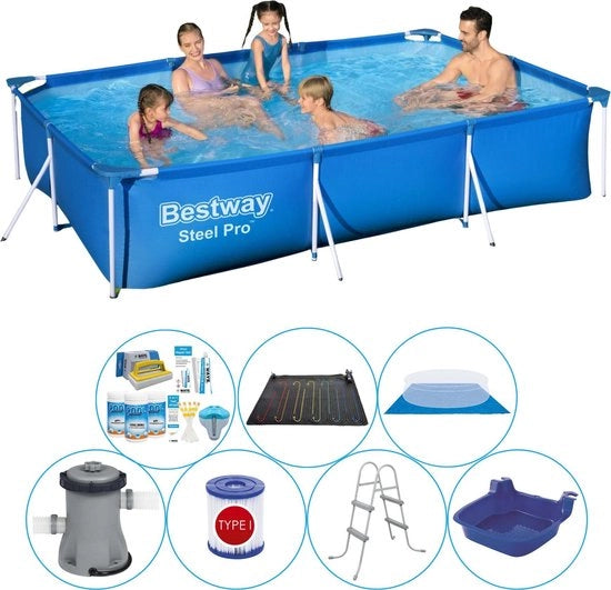 Piscina in Acciaio Reclinabile 300x201x66 cm - 8 sezioni - Offerta per Piscine