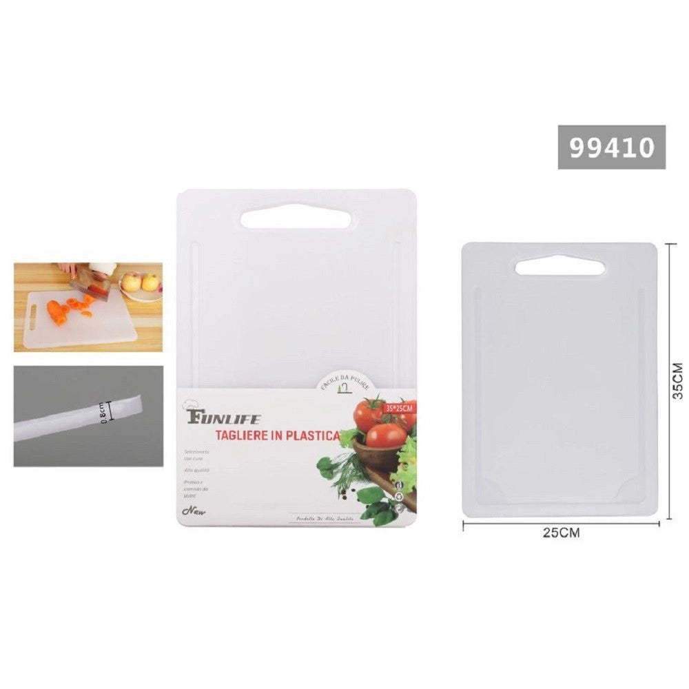 Trade Shop - Tagliere In Plastica Con Canale Scanalatura 35x25x0.8cm Per Verdure Frutta 99410 -