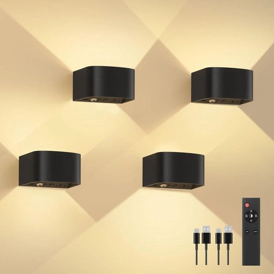 Lampada da Parete Ricaricabile - Lampada da Parete per Interni - Ricarica USB - Lampada da Parete per Soggiorno - Camera da Letto - Senza Filo - Lampada da Parete a Batterie - Illuminazione Scale - Lampada da Parete Ricaricabile - Comando a Distanza -