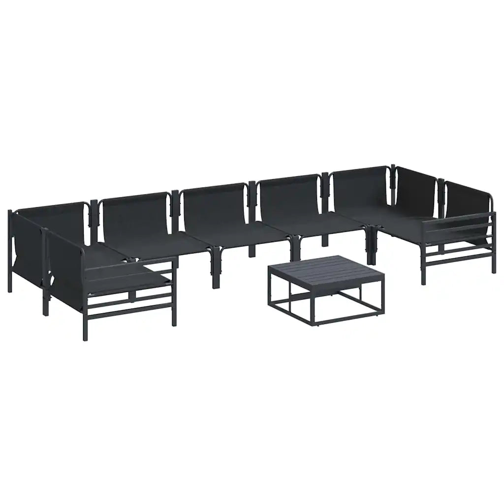 Set Divano da Giardino con cuscino 8 pcs Nero Acciaio 3378969