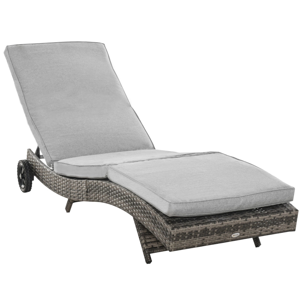 Lettino prendisole polyrattan ¨C Xylo ¨C grigio con cuscino regolabile 5 posizioni 207x70x70cm