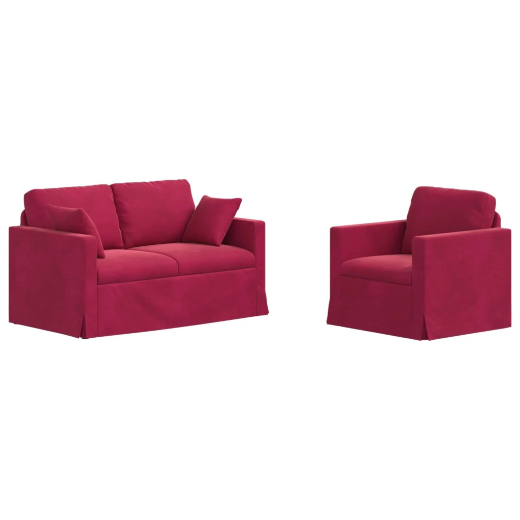 Set di divani 2 pcs Rosso Vino 138 x 78 x 80 cm Velluto