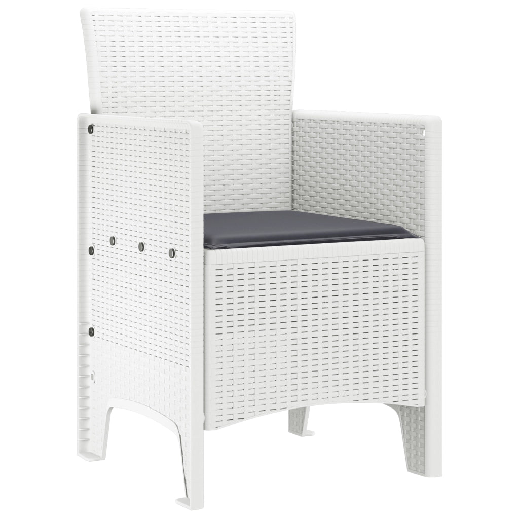 Sedie da giardino con cuscini 2 pz Bianco Polyrattan
