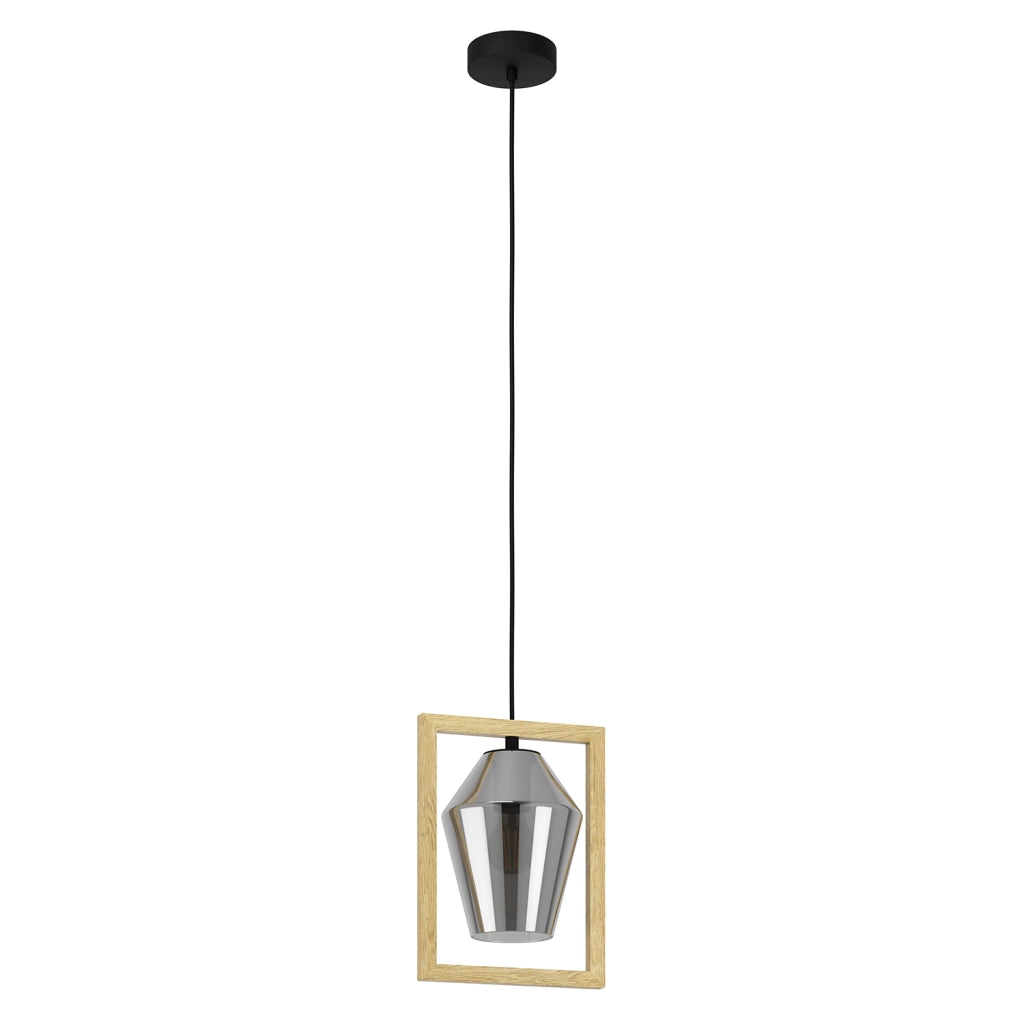 Lampadario A Sospensione Contemporaneo Viglioni Acciaio Nero Vetro 1 Luce E27