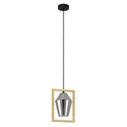 Lampadario A Sospensione Contemporaneo Viglioni Acciaio Nero Vetro 1 Luce E27