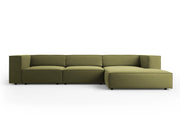 Cosmopolitan Design - Divano angolare destro "Arendal" 4 posti in velluto verde chiaro 