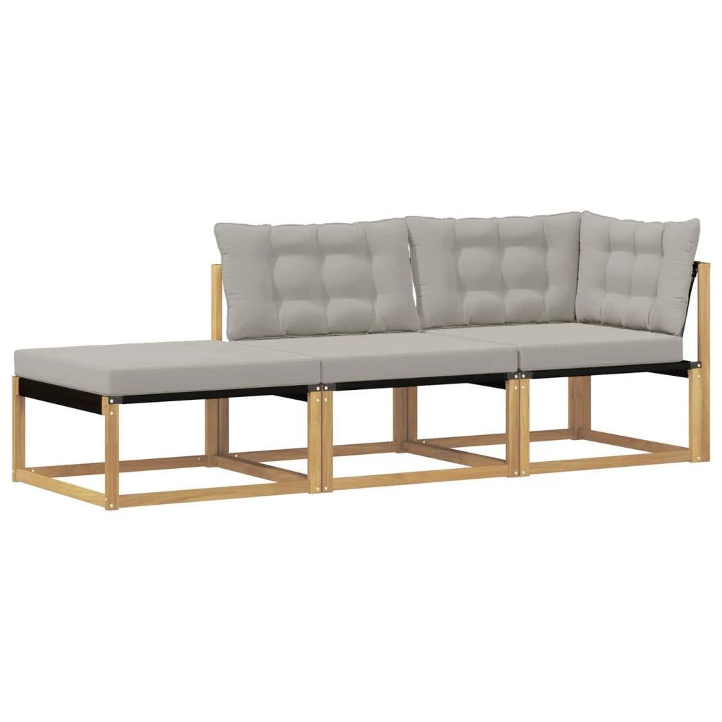 Set di divani da esterno-Sofa da giardino con cuscino Bianco e Grigio Chiaro