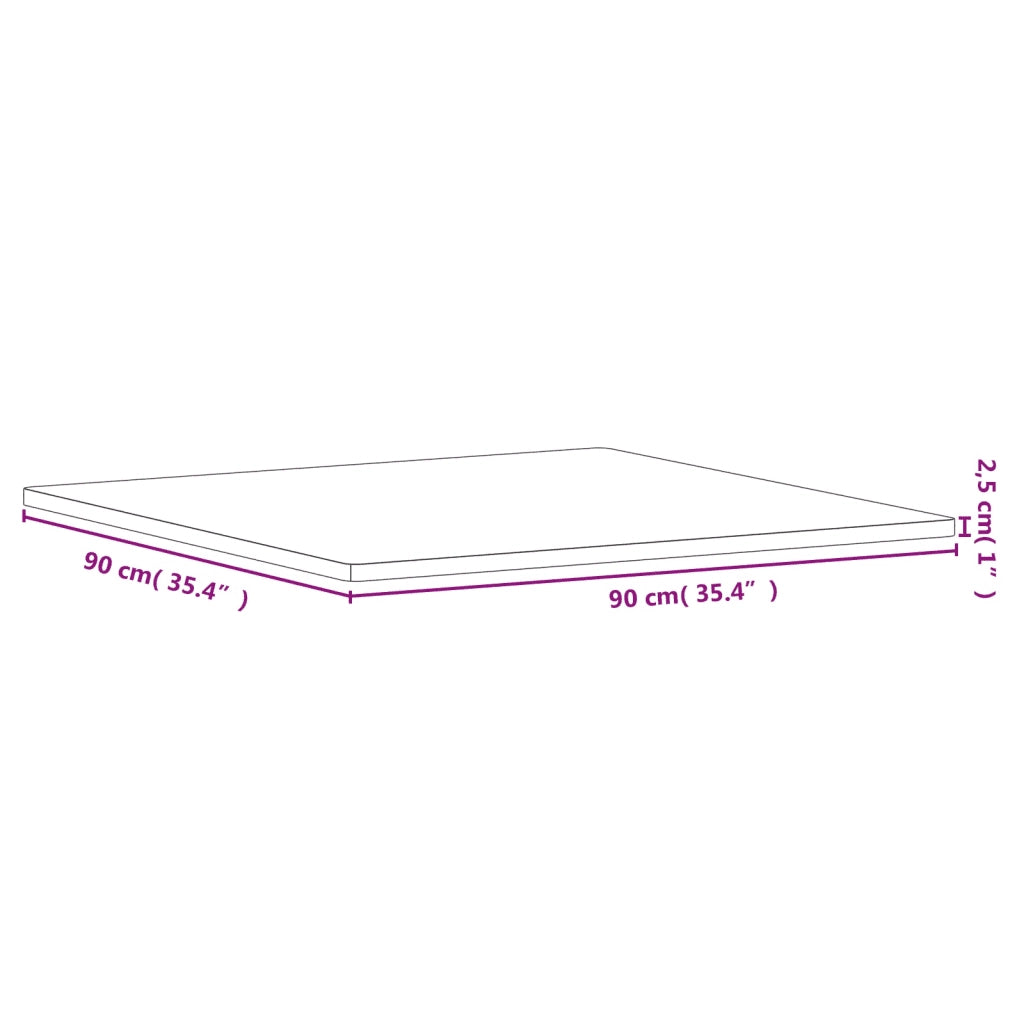 Piano per Tavolo 90x90x2,5 cm Quadrato Legno Massello di Faggio 355977