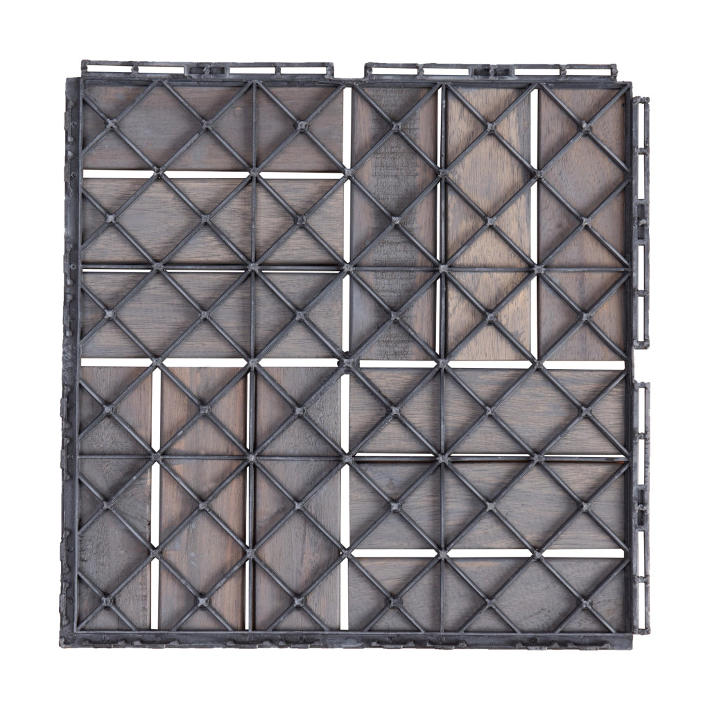 Set Alliste di 10 Piastrelle per Pavimentazione da Esterno Design Mosaico in Legno - Grigio casa.pro
