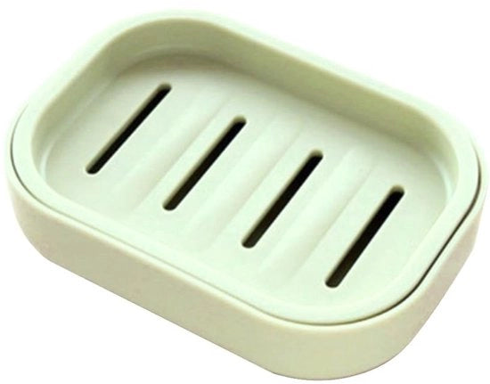 Scaletta per sapone - Doppio contenitore per sapone - Disegno di scarico per acqua - Colore verde chiaro - Tenere asciutto il sapone - Adatto per la stanza da bagno - Modello quadrato
