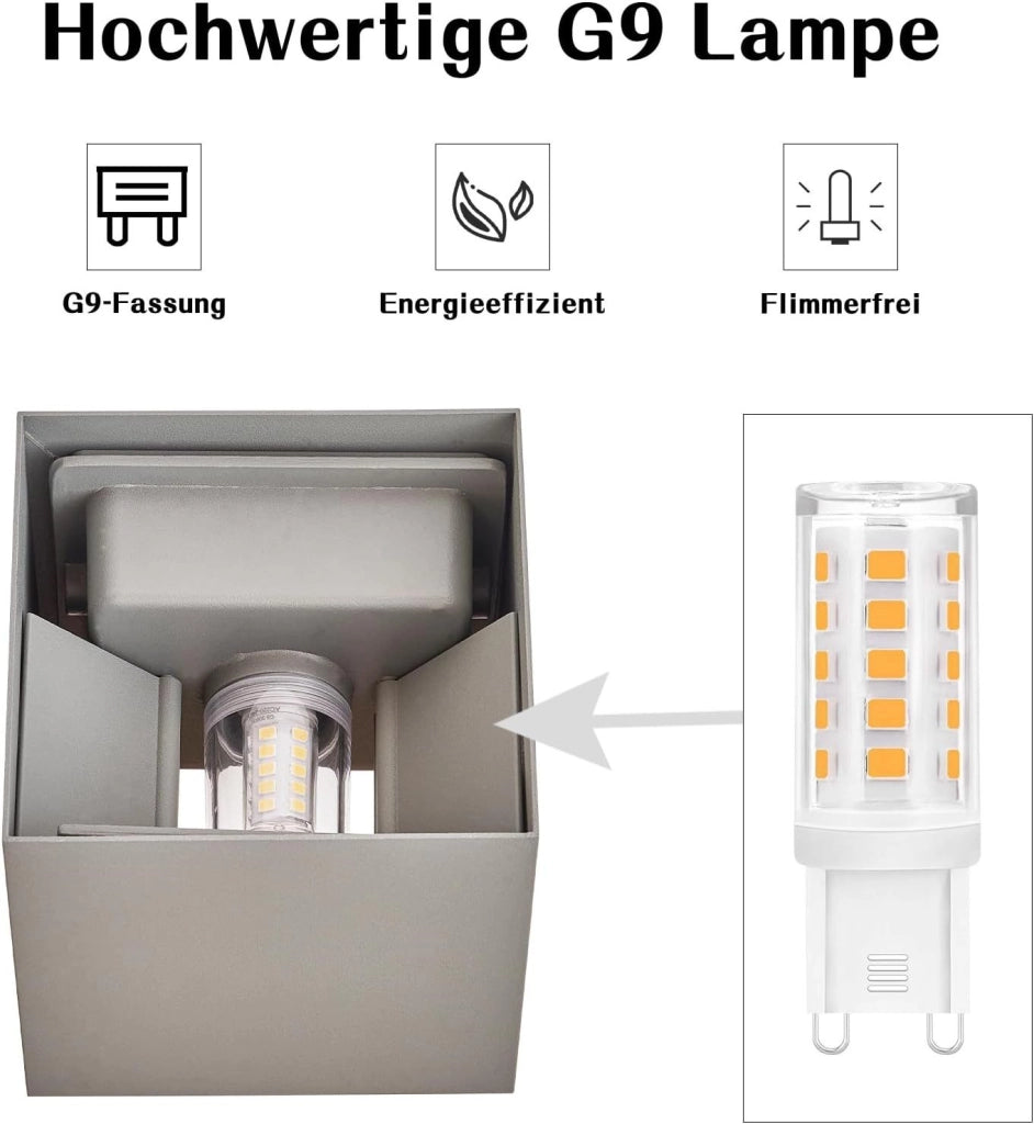 ZMH Lampada da parete a LED per interni G9 Lampada da parete per esterni con luce verso l'alto e verso il basso