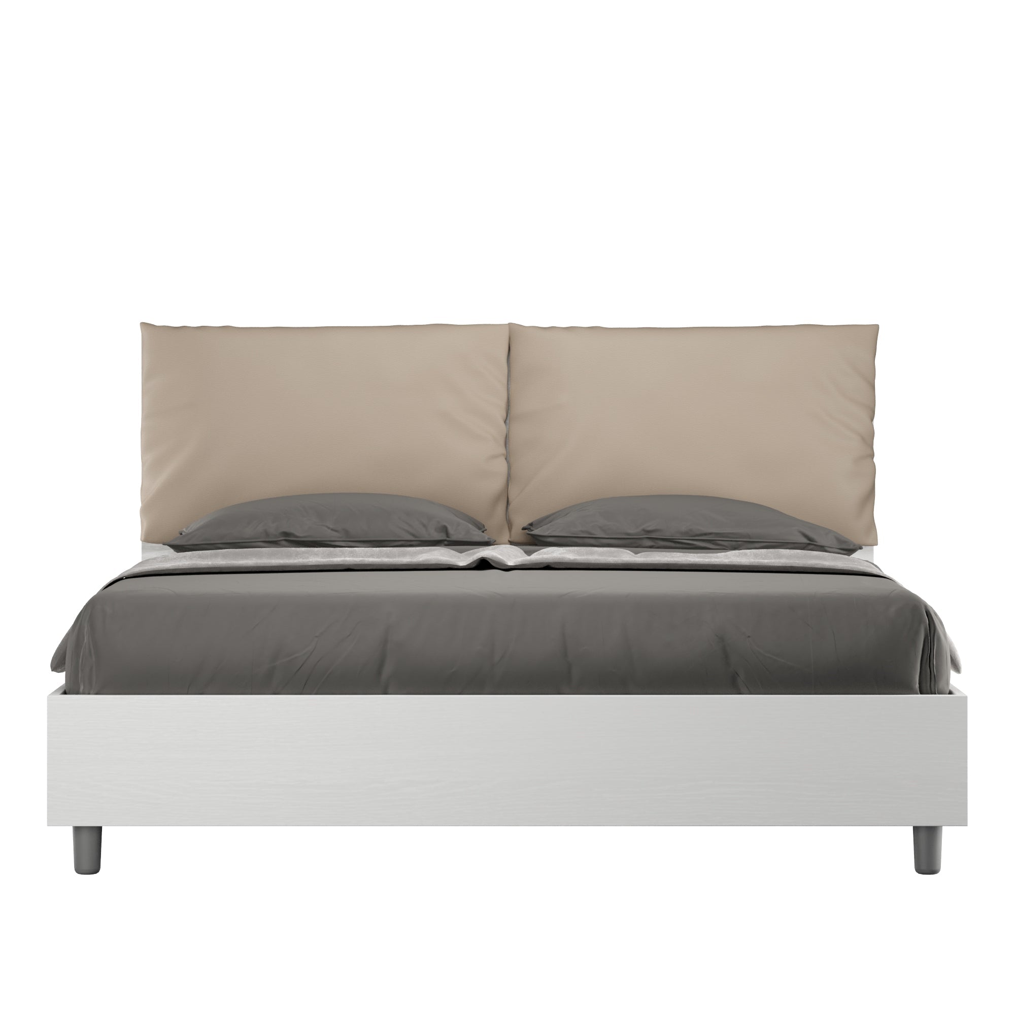 Letto Matrimoniale 160x190 cm con Rete e Contenitore Antea Egos Tortora