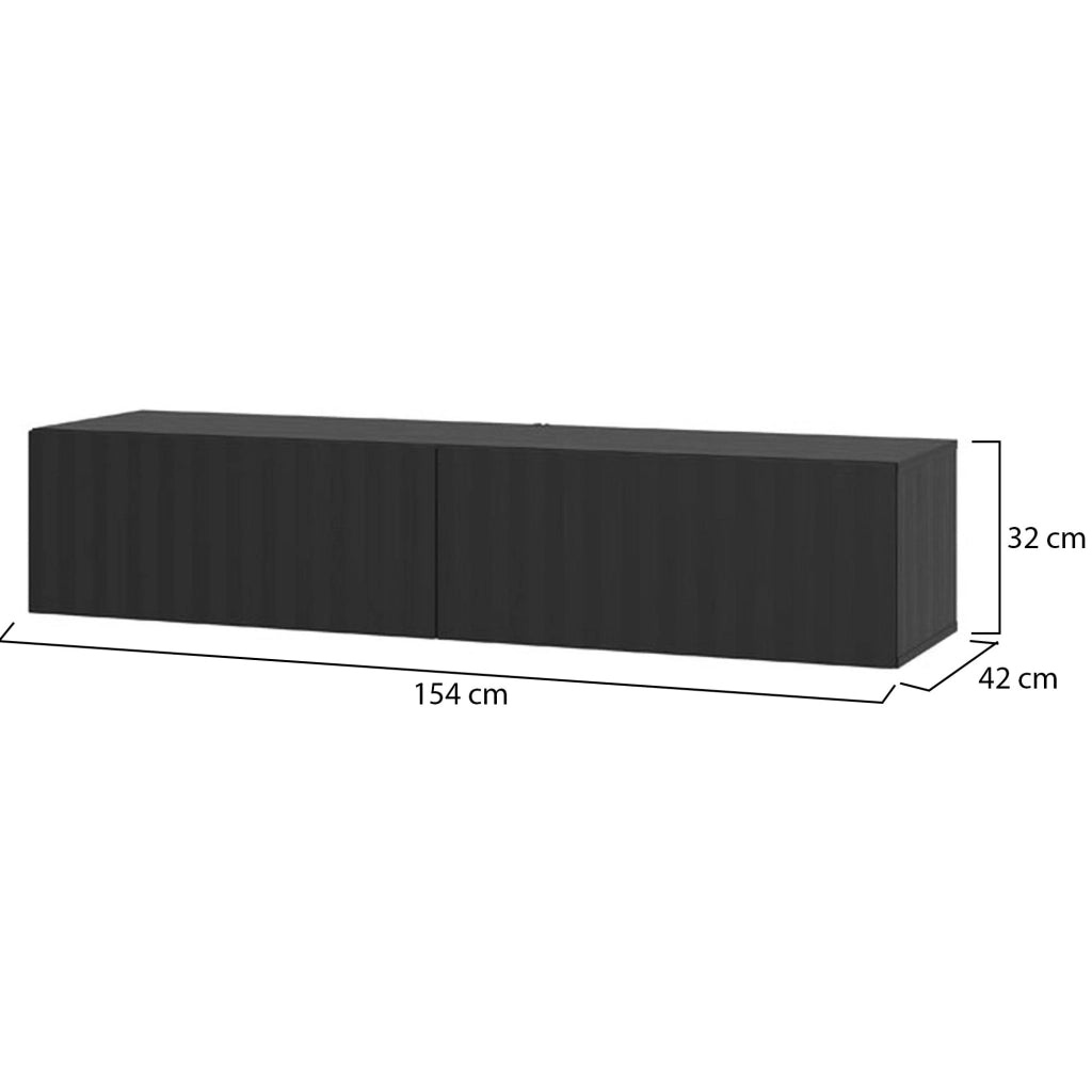 Maderno, Mobile Porta tv un Ripiano, 154x42x32h cm Nero