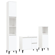 Set di Mobili da Bagno | Armadio da bagno 3 pz Bianco in Legno Multistrato
