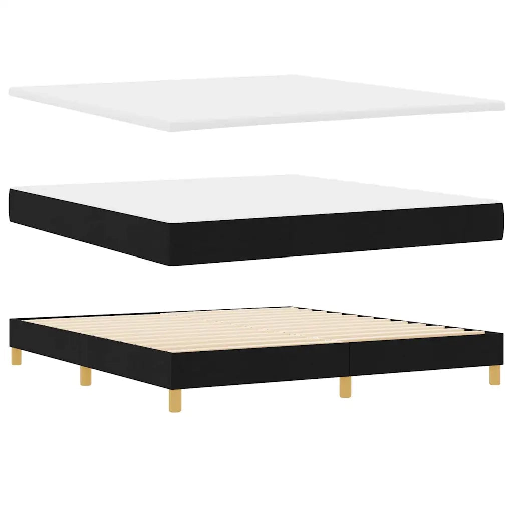 Letto a Sorgente LED con materasso Nero 180 x 200 cm Tessuto