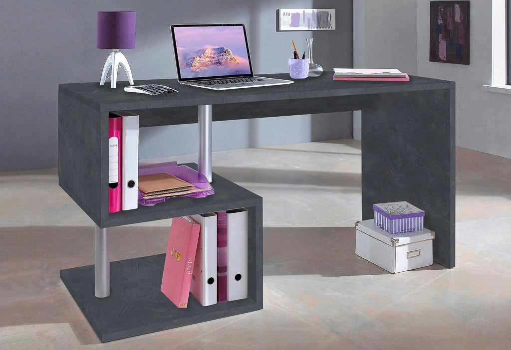 Scrivania con 2 Ripiani 140x60x77,5 cm Esse Ardesia