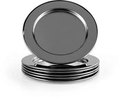 Set di sottopiani in vetro di acciaio inossidabile, sottopiani per bicchieri, piatto in vetro, sottopiani rotondi per bicchieri, tazze, vasi, candele, protezione contro le abrasioni, Ø ca. 8 cm, Edizione Nero, 6 pezzi
