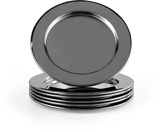 Set di sottopiani in vetro di acciaio inossidabile, sottopiani per bicchieri, piatto in vetro, sottopiani rotondi per bicchieri, tazze, vasi, candele, protezione contro le abrasioni, Ø ca. 8 cm, Edizione Nero, 6 pezzi