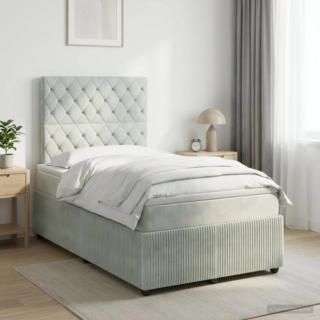 Letto box spring con materasso Grigio Chiaro 120 x 200 cm 3454577