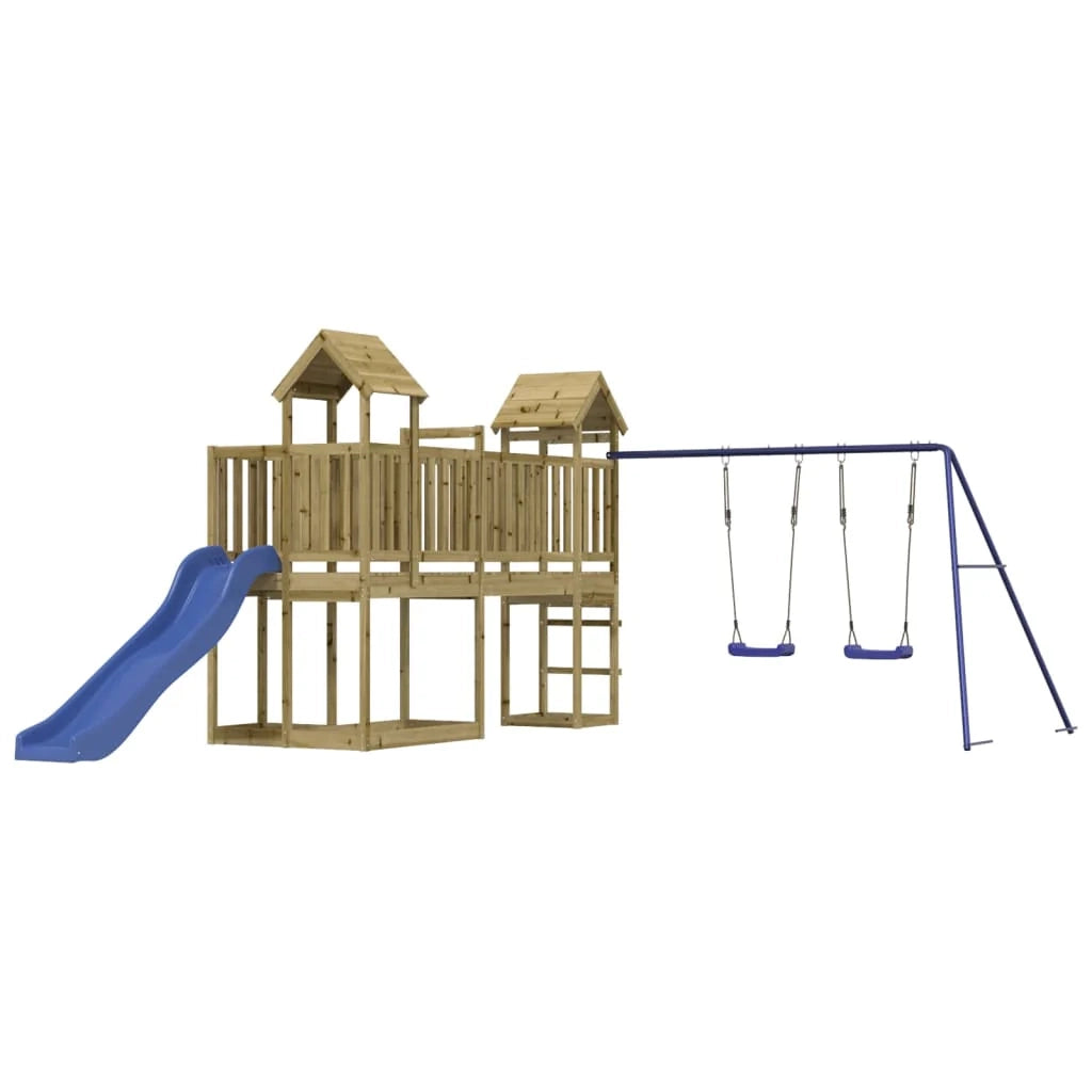 Altalene per parco giochi all'aperto scivolo altalene robuste giochi da giardino 357 x 524 x 214 cm legno di pino impregnato 02_0004656