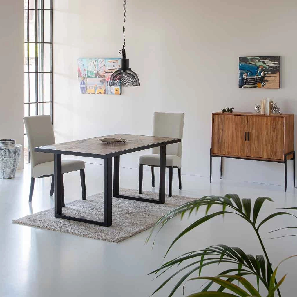 Tavolo da pranzo in parquet di mango/finitura colore DM 160x90x76