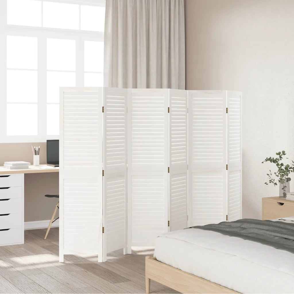 Divisorio Ambienti | Divider per stanze | Paravento 6Pannelli Bianco Legno Massello di Paulownia