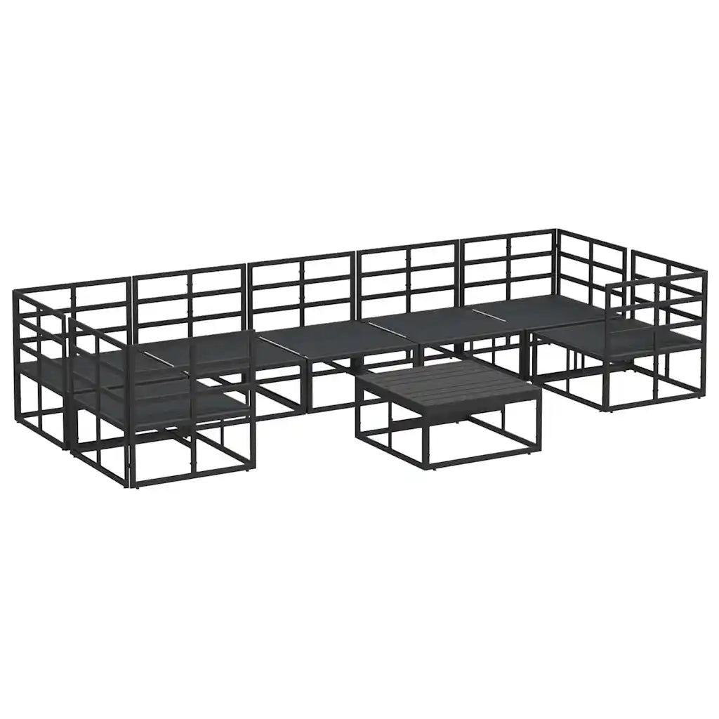 vidaXL Set Divano da Giardino 8 pcs Nero Alluminio