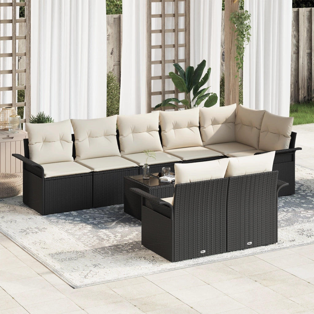 Set Divano da Giardino da 8 Pezzi con Cuscini Rattan Polyrattan Marrone