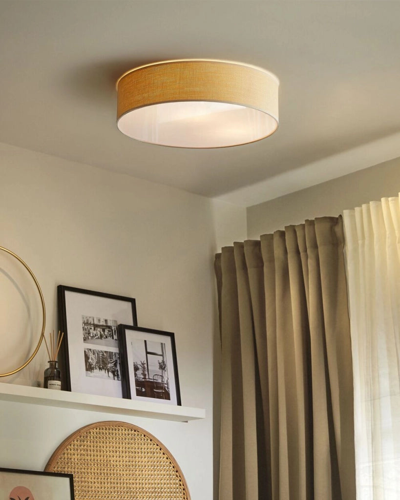 Lampada da soffitto Carta naturale ø 60 cm Luce ad incasso Illuminazione Vimini Boho Moderna Soggiorno Camera da letto
