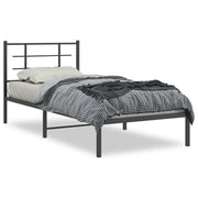 Letto singolo | Letto per adulti | Giroletto con Testiera in Metallo Nero 90x190 cm