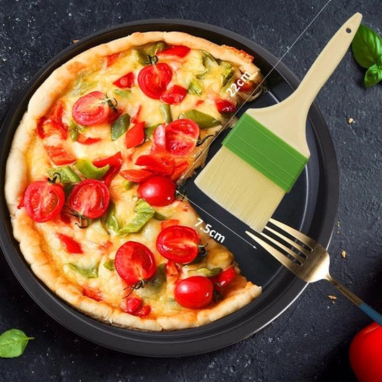 Set di pizze da 4, teglia rotonda 28 cm, rivestimento antiaderente, teglia per pizza con pennello, teglia rotonda per cuocere e servire, duraturo, riscaldamento omogeneo e facile da pulire