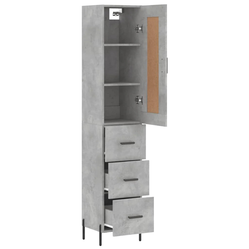 Buffet credenza cassettiera mobiletto mobile contenitore organizer cucina soggiorno salotto alto 34,5 x 34 x 180 cm legno ingegnerizzato grigio 02_0034387
