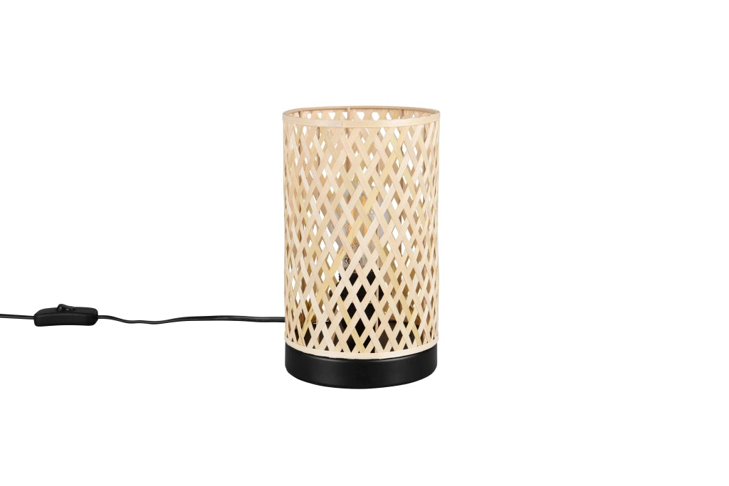 Lampada da tavolo, bambù e metallo, naturale e nero, H 23 cm, Laurent